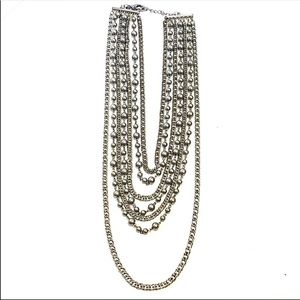 Chico’s Multi-strand Silver Tone Fashion Necklace